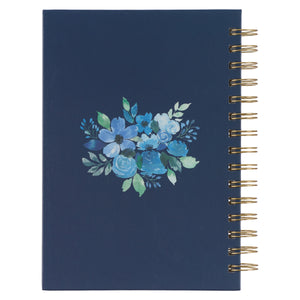 Be Still & Know Blue Floral Large Wirebound Journal - Psalm 46:10