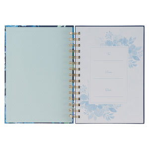 Be Still & Know Blue Floral Large Wirebound Journal - Psalm 46:10