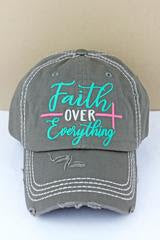 Distressed Steel Gray 'Faith Over Everything' Cap