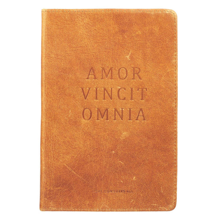 Love Conquers All Soft Full Grain Leather Journal in Brown