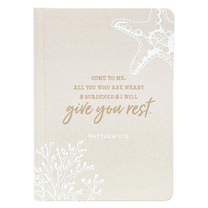 Give You Rest Hardcover Linen Journal - Matthew 11:28