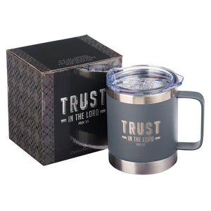 Trust in the LORD Cool Gray Camp Style Stainless Steel Mug - Proverbs 3:5