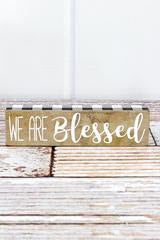 2" x 7.5" 'We Are Blessed' Buffalo Plaid Trim Wood Block Sign